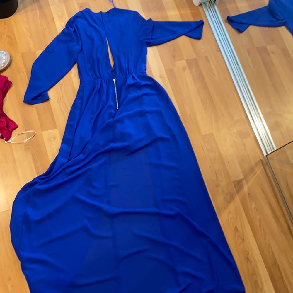 Royal Blue Cape Jumpsuit - Picture 3 of 3